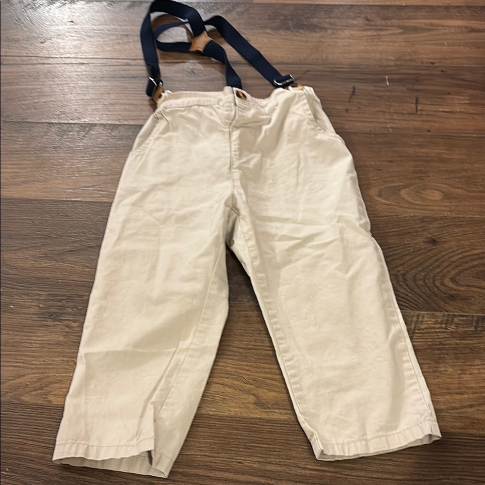 Stylish Beige Pants with Navy Straps